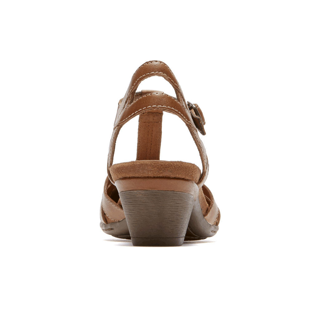 Rockport Sandaler Dame Brune - Cobb Hill Aubrey T-Strap - MLDR31598